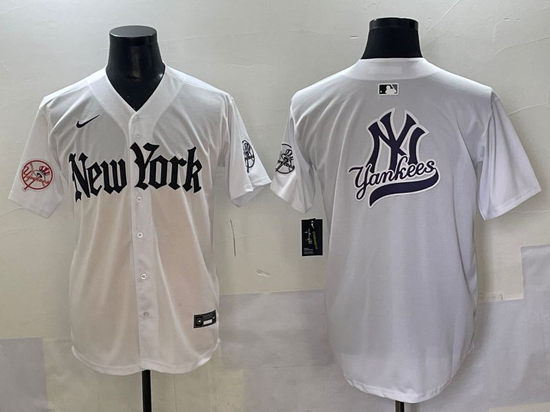 Men 2025 New York Yankees Blank White Five generations Joint Name Nike MLB Jersey style 64